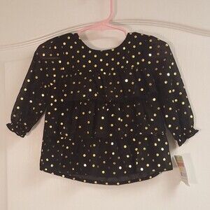 Healthtex Black Gold Polka Dot Tiered Top NWT